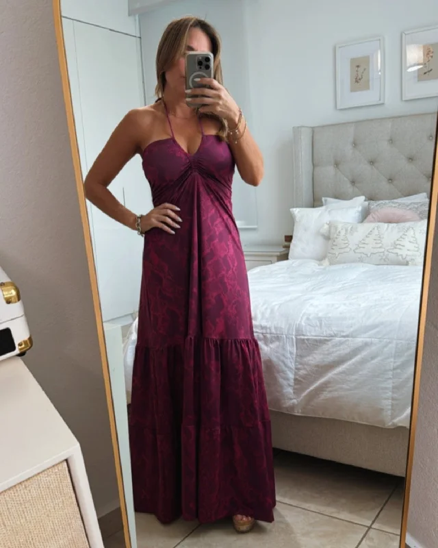 Price Drop Red Wine Maxi Dress