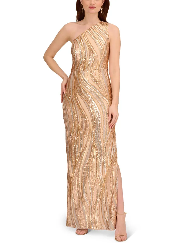 Amazing Deals Womens Sequin One Shoulder Evening Dress
