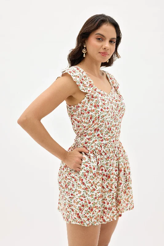 Price Drop Alfiya|Floral Playsuit With Pockets