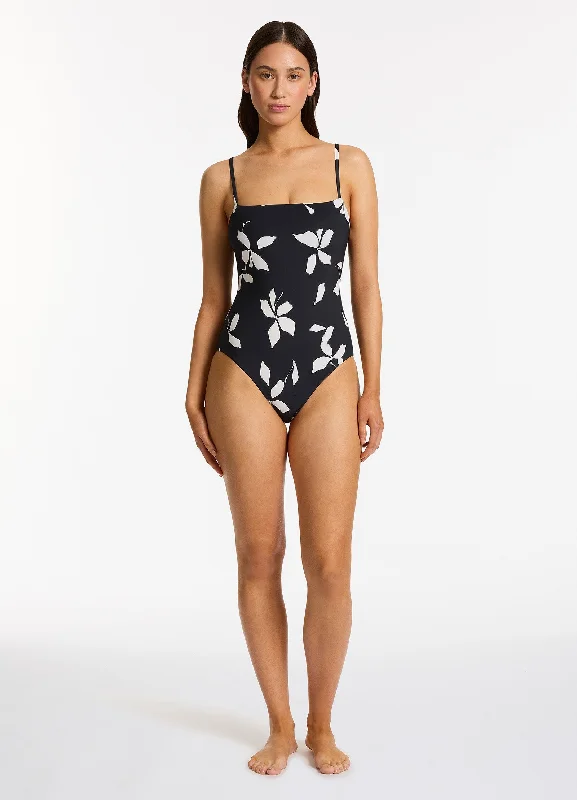 Final Clearance Elora Bloom Minimal Tank One Piece - Black