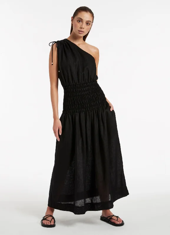 Value Deals Jetset Shirred Dress - Black