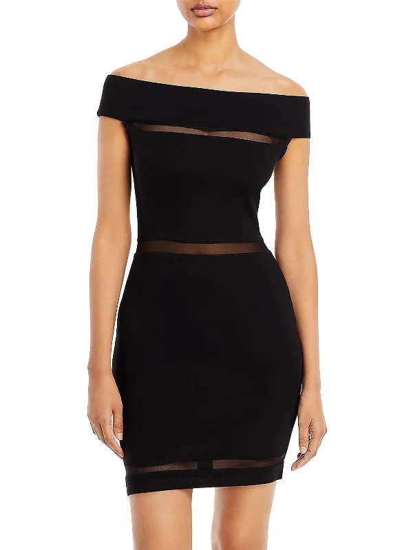 Members Only Womens Mesh Inset Above Knee Bodycon Dress
