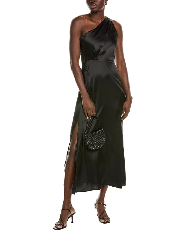 Deal Explosion Rachel Parcell One-Shoulder Satin Midi Dress