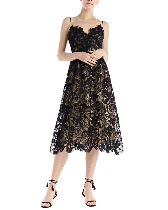 Holiday Sale Monique Lhuillier Lace Spaghetti Strap Silk-Lined Dress