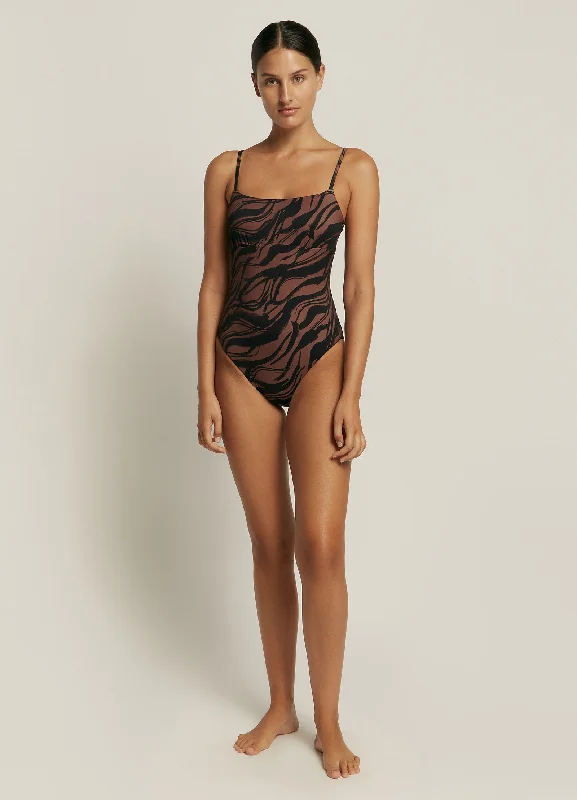 Clearance Sale Nomade Tank One Piece - Burnt Clay/Black