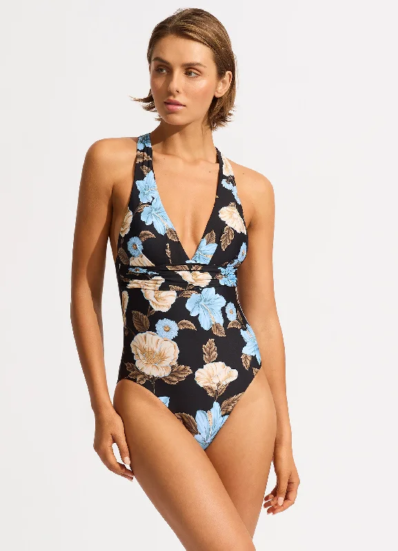 Markdowns Garden Party Cross Back One Piece - Black