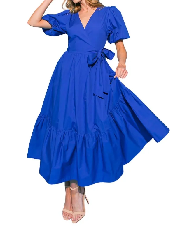 Blowout Sale Solid Poplin Midi Dress In Royal