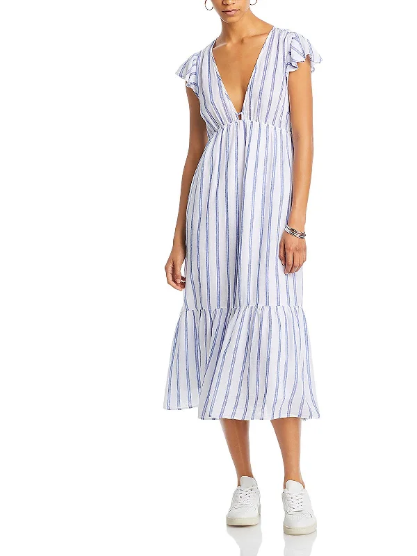 Massive Deals Tina Womens Striped Cotton Maxi Dress