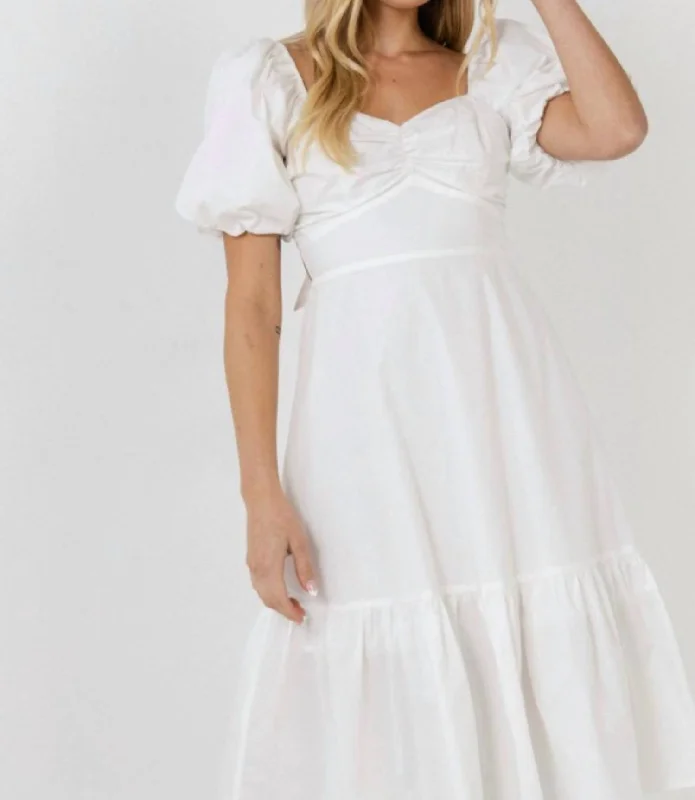 Crazy Savings Sweetheart Midi Dress In White