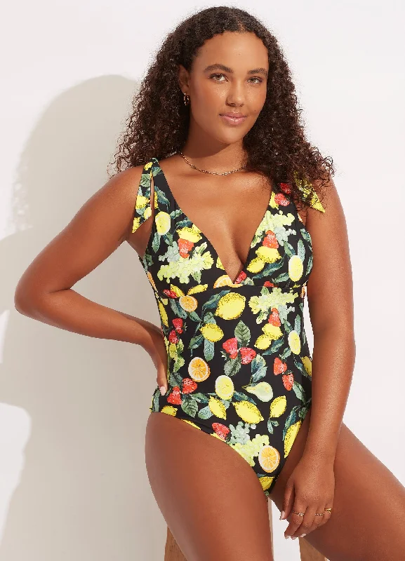 Buy Now Lemoncello V Neck One Piece - Black