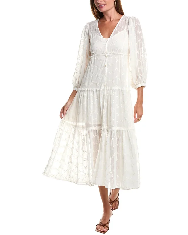 Hurry In Saltwater Luxe Tiered Midi Dress