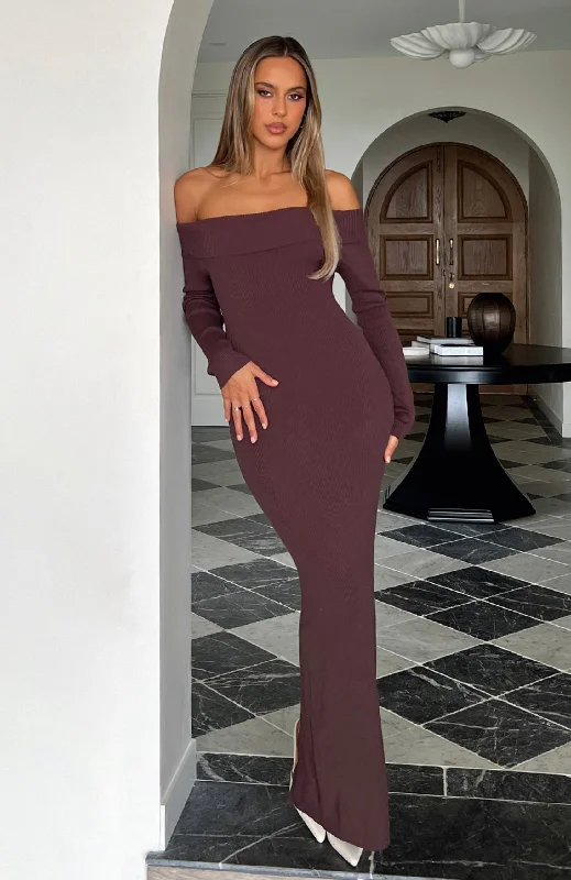 Epic Deals Don't Call Me Anymore Long Sleeve Maxi Dress Chocolate