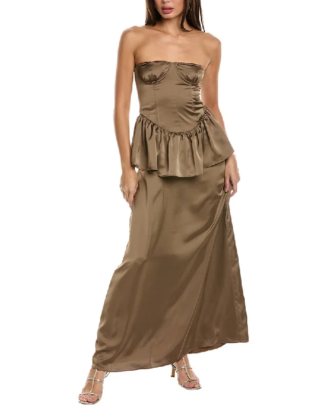 Huge Discounts WeWoreWhat Strapless Corset Peplum Maxi Dress