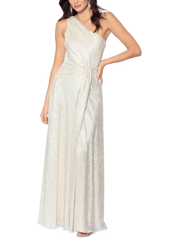 Daily Deals Womens Metallic One Shoulder Evening Dress