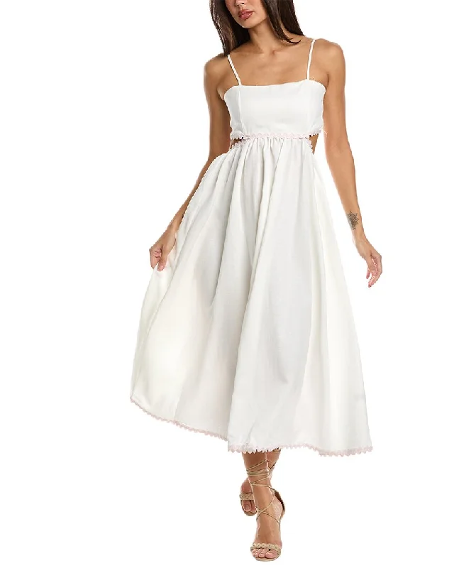Quick Sale RACHEL Rachel Roy Scallop Linen-Blend Midi Dress
