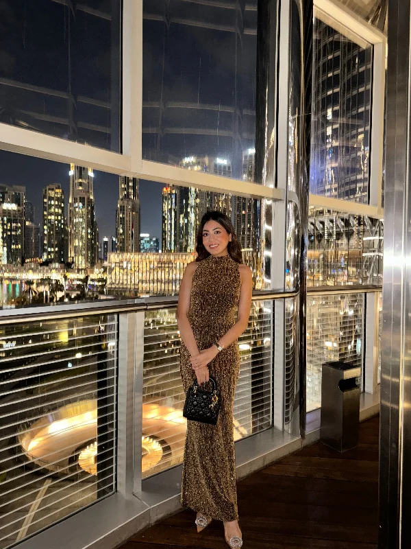 Big Discounts Miro Sequined Party Maxi Dress in Gold