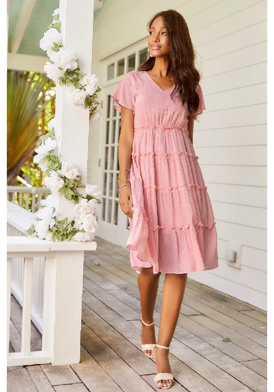 Exclusive Deal LASCANA Women's Short Sleeve Tiered Dress