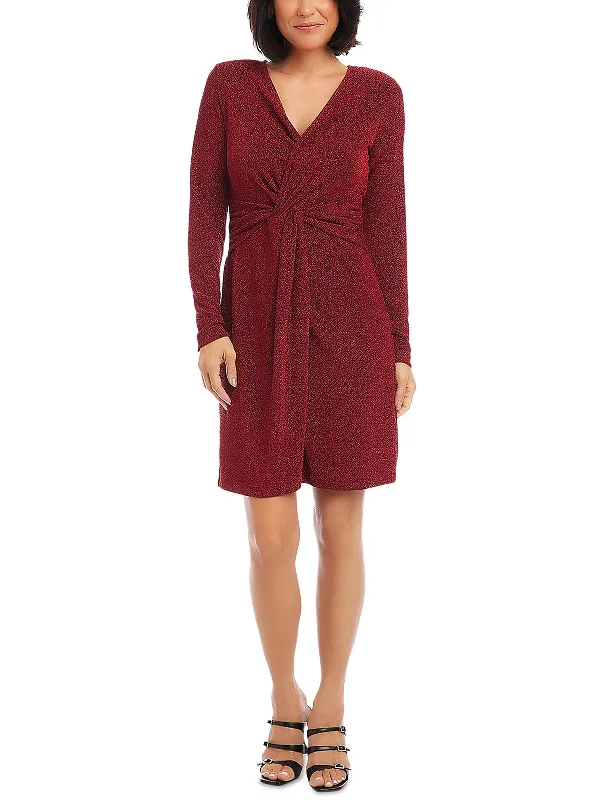 Stock Up and Save Womens Above Knee Front Twist Mini Dress