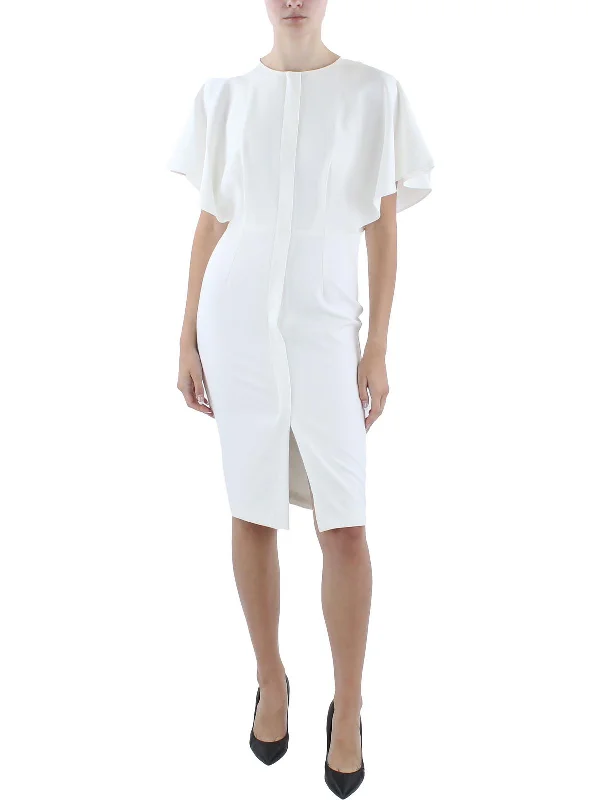 Deal Explosion Womens Knee-Length Flutter Sleeve Sheath Dress