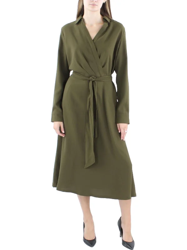 Instant Discount Womens Georgette Belted Maxi Dress