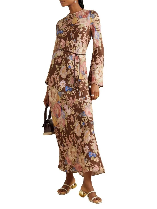 Online Only August Bias Dress In Chocolate