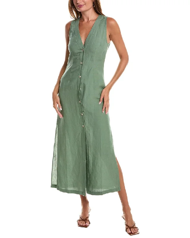 Discount Deals Onia Air Linen-Blend Button Down Maxi Dress