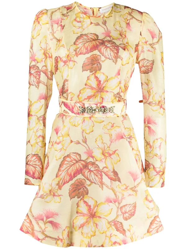 Major Savings Zimmermann Matchmaker Floral Mini Dress Yellow Hibiscus