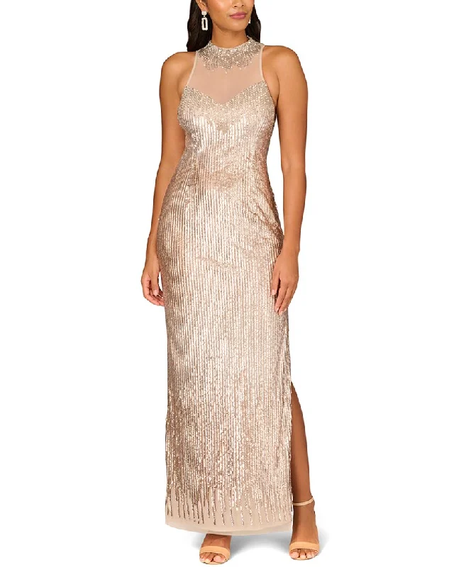 Price Cut Aidan Mattox Fully Beaded Column Gown