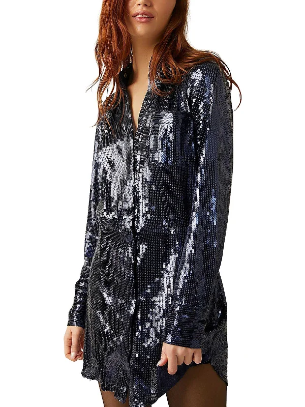 Super Bargain Sophie Womens Collar Mini Shirtdress