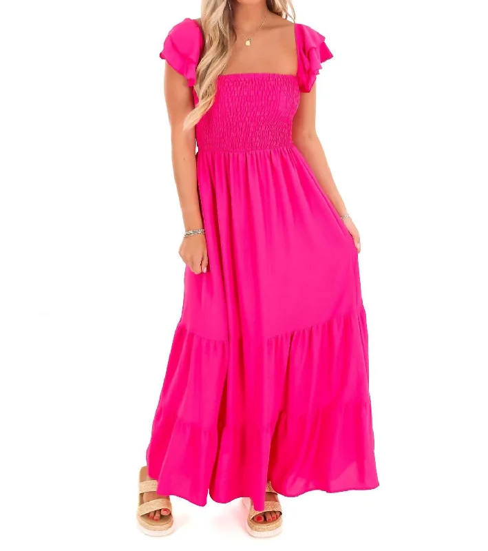Hurry In What Happens Now Maxi Dress In Hot Pink