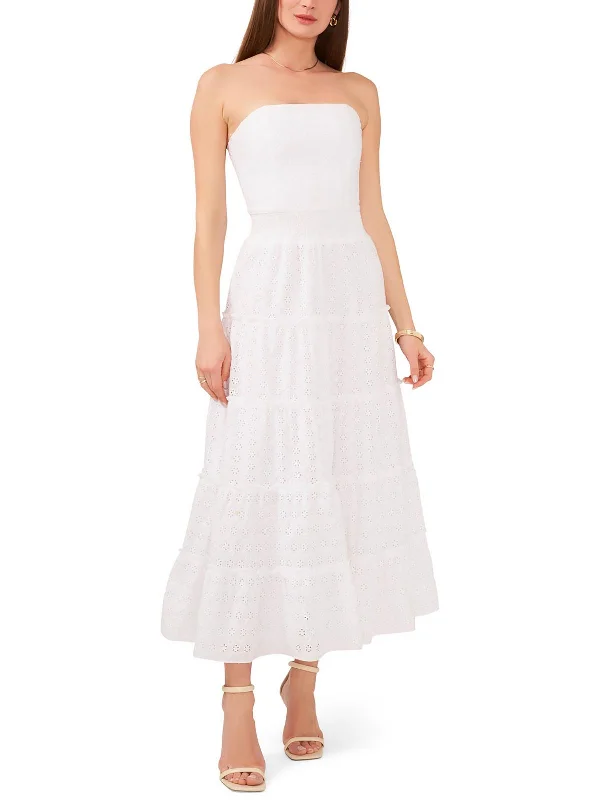 Closeout Womens Cotton Eyelet Midi Dress