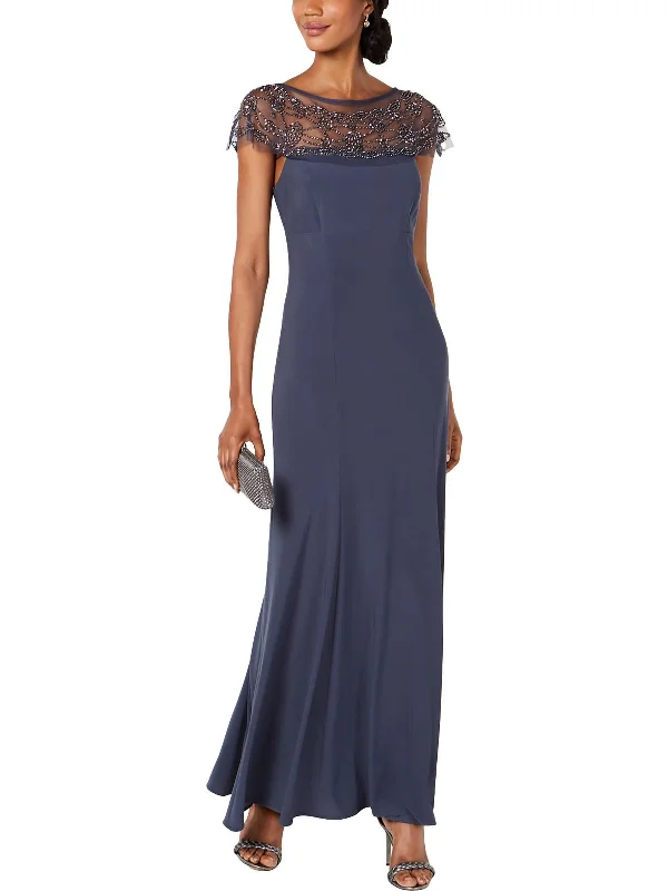 Deal Explosion Womens Beaded Black Tie Evening Dress