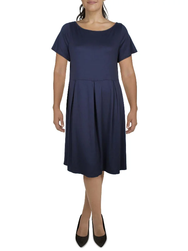 Deal Dash Womens Pleated Knee-Length Shirtdress