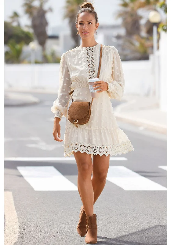 Weekend Deal LASCANA Women's Crochet Detail Dress