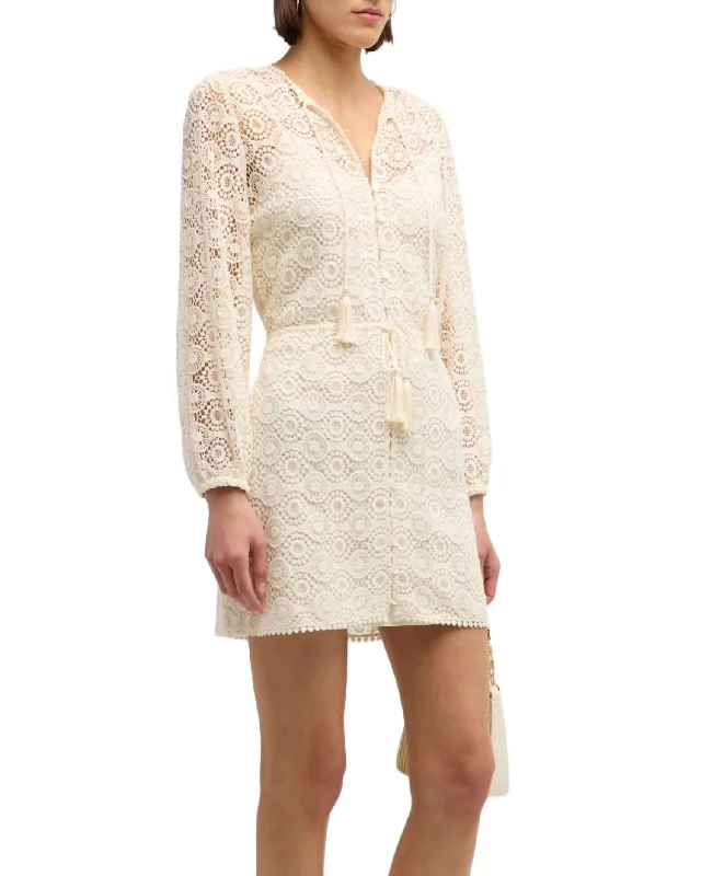 Savings Event Lace Tassle Dress In Cream
