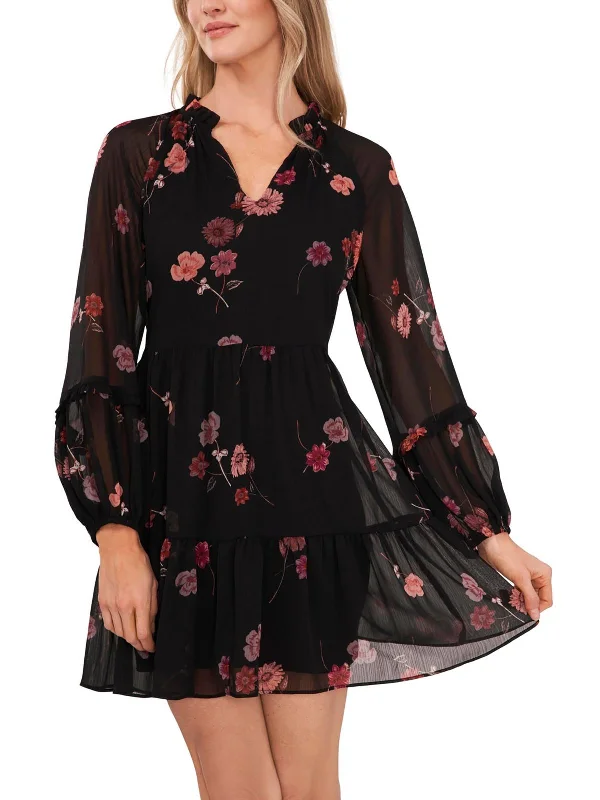 Extra Savings Womens Floral Smocked Babydoll Dress