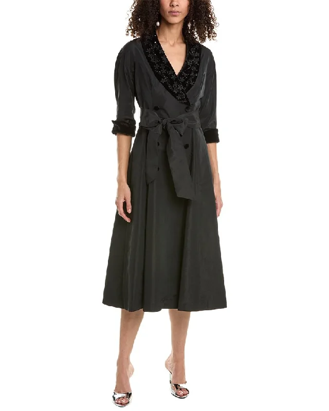 Online Only Teri Jon by Rickie Freeman Jacquard Velvet A-Line Dress