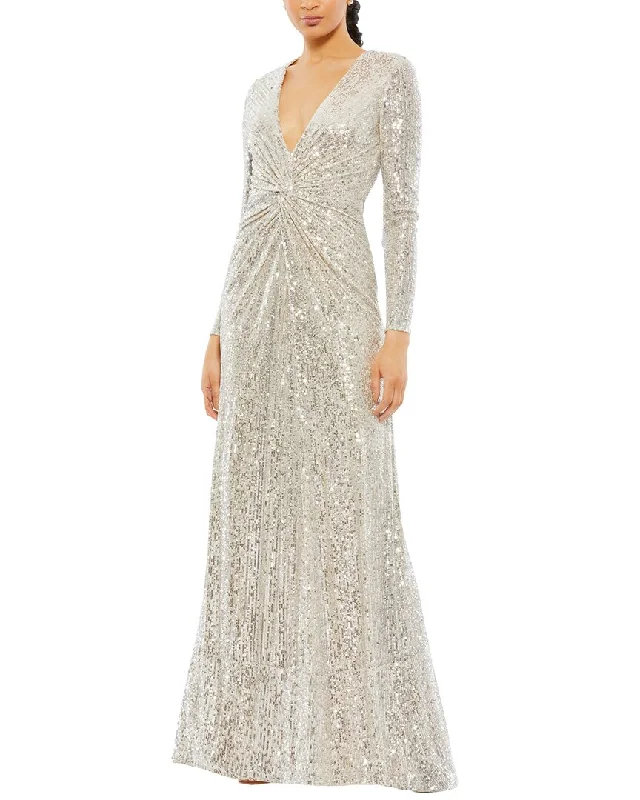 Online Specials Mac Duggal Sequined Front Knot Gown