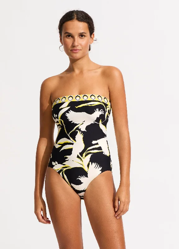 Take Advantage Birds Of Paradise DD Bandeau One Piece - Black