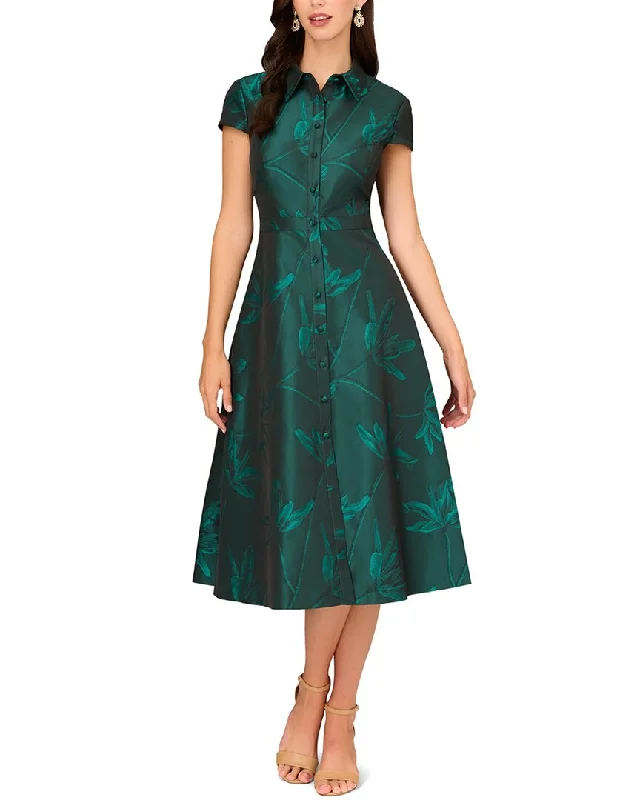 Exclusive Preview Aidan Mattox Floral Jacquard Midi Dress