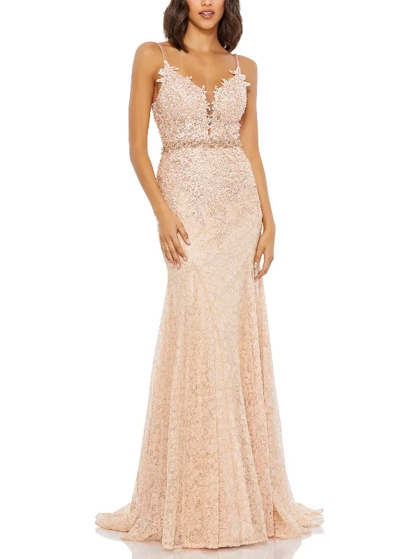 Limited Availability Womens Lace Embellished Evening Dress