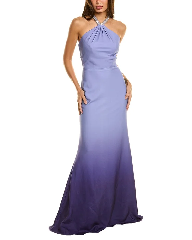 Low Prices Rene Ruiz Halter Neck Ombre Crepe Mermaid Gown