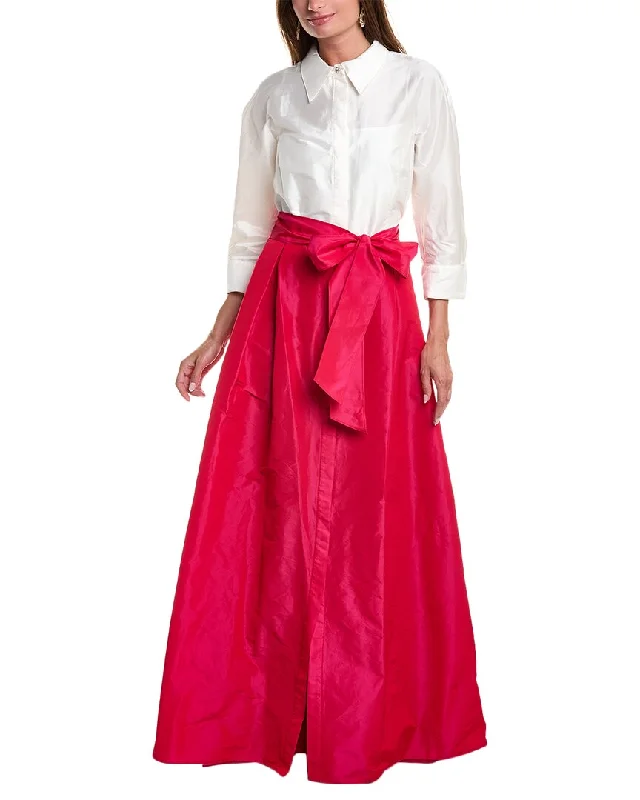 Price Slash Teri Jon by Rickie Freeman Taffeta Shirt Gown