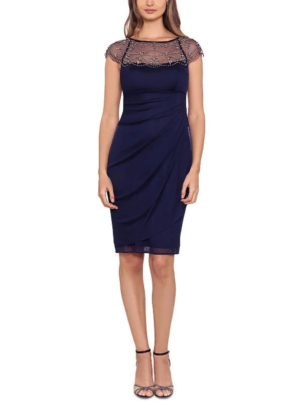 Get It Before It’s Gone Womens Beaded Knee Cocktail and Party Dress