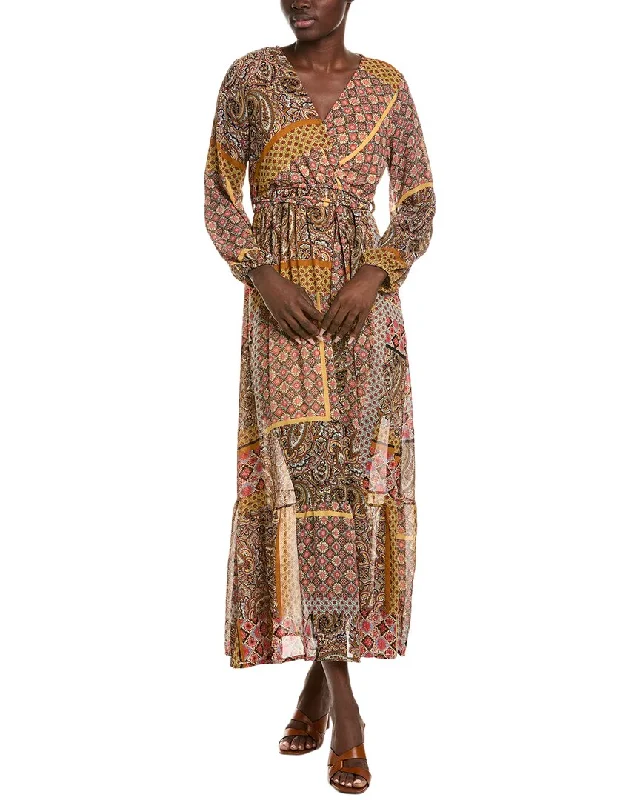 Deal Zone ANNA KAY Patches Silk-Blend Maxi Dress