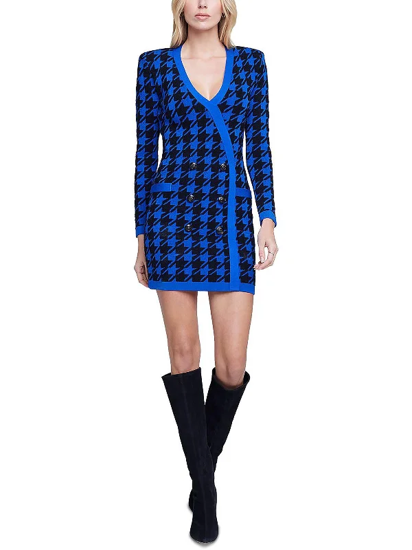 Weekend Flash Sale Womens Houndstooth Mini Sweaterdress