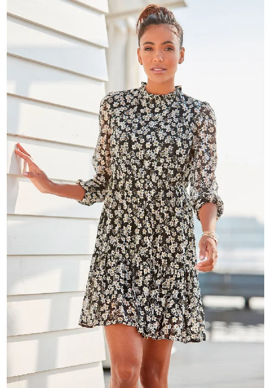 Today’s Deal LASCANA Women's Long Sleeve Floral Pattern Dress