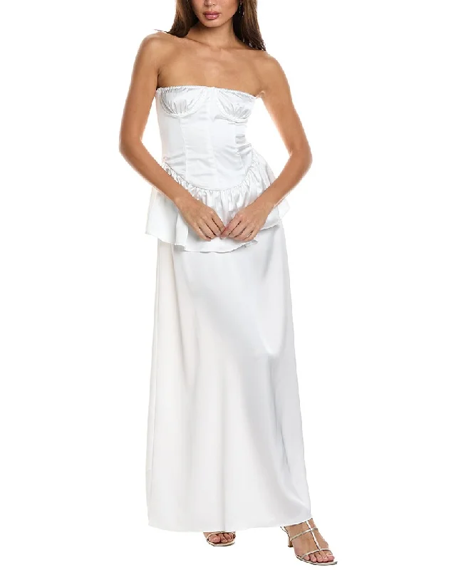 Special Buy WeWoreWhat Strapless Corset Peplum Maxi Dress