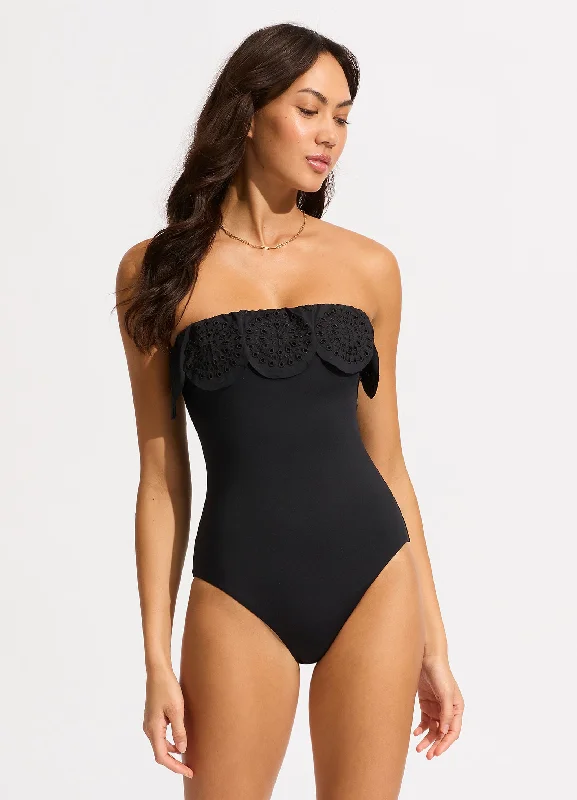 Price Rollback Lulu Bandeau One Piece with Flounce - Black