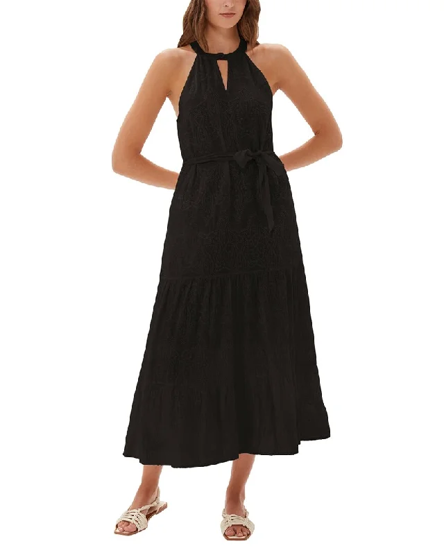 Overstock ecru Embroidered Halter Dress